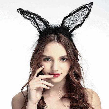 Mimigo Mustat Pupu Korvat Päänauhat Pitsi Nauha Kanin Korvat Hiusten Kehä Juhla Koriste Pääkatteet Prom Cosplay Pääasu Asusteet Hiukset Tarvikkeet 