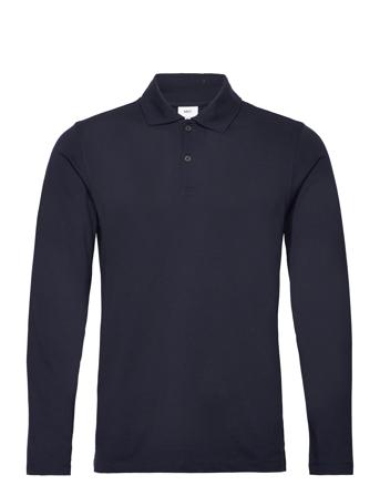 Long Sleeves Cotton Polo Polos Long-sleeved Marineblå Mango*Betinget Tilbud