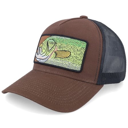Skillfish - Brown - trucker - Cap - Big Black Bass Box Canvas Brown/Black A-frame Trucker - Hatstore