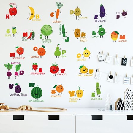 Vægklistermærke Engelsk alfabet Frugt og grønt