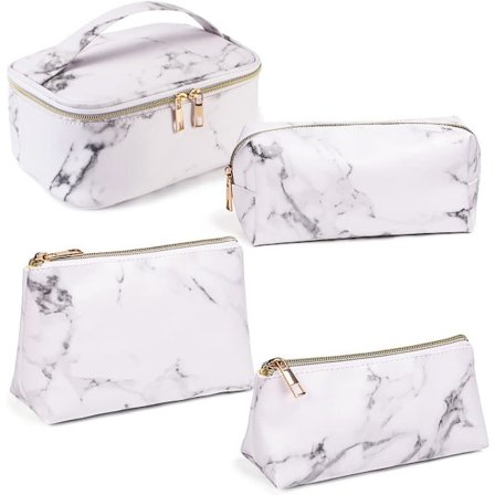 4 Toalettsaker, Marmor Makeup - Vanntett Makeupveske for