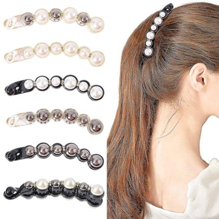 6 stk. Perle Hårklemme Bananklips Ponytail Holder Banan Hårklemmer Tykke Fine