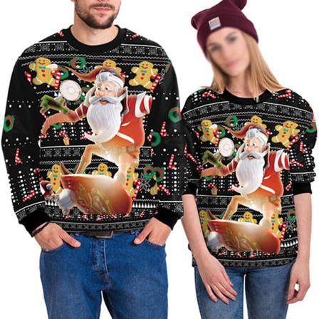 Tröja Med Printed Print För Jultomte För Kvinnor