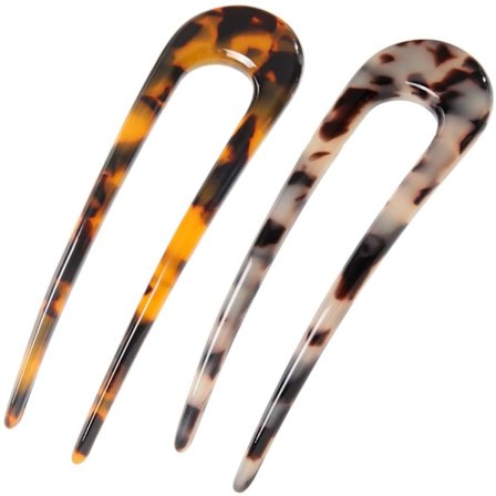 2 stk. fransk stil celluloseacetat skildpadde U-formet hår