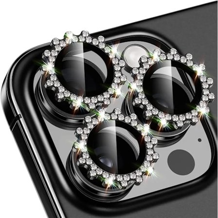 Bling 3D Metall Växel Design Diamant Kameralins Glasskydd kompatibelt med IPhone 16 Pro Max 15Pro 16Plus Mekaniskt Skalvänliga Ringar