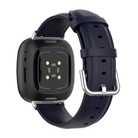 Fitbit Sense 2 / Versa 4 / 3 klockarmband i äkta läder - Marinblå