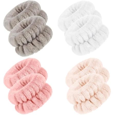 4 par mikrofiberhandduksband för tvätt av ansikte, svettabsorberande pannband för att förhindra vätskespill (brun,