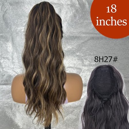 34 tommer syntetisk hestehale hårforlængelsesclips i falsk paryk-hårstykke Blond viklet rundt Pigtail Lang glat overhead hestehale