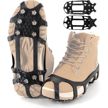 Broddar, halkskydd med 9 spikar, uppgraderad version rostfritt stål, för skor/stövlar, snöisvandring Small