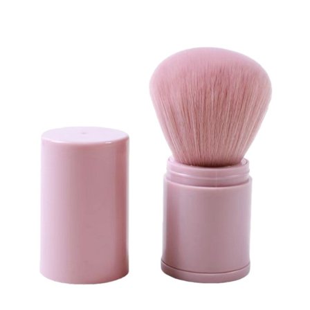 2-pak indtrækkelig pudderbørste/rouge børste - til flydende, creme og pudder påføring, perfekt til rejsen Pink