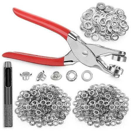 642 stk. Øjeværktøjssæt 1/2 tomme Øjesæt med 320 stk. Øjer, 320 stk. Skiver og Gromme