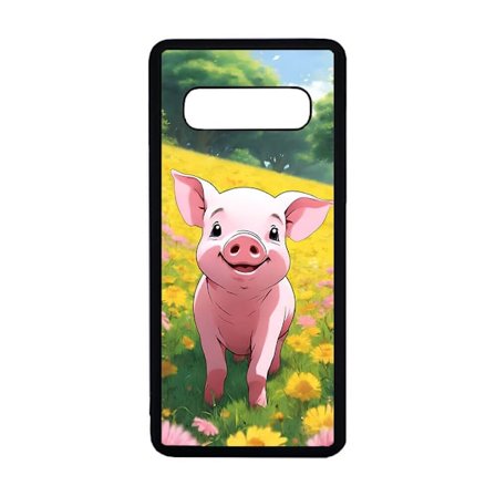 Gullig Tecknad Gris Samsung Galaxy S10 Skal