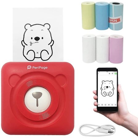 Smart Fotoprinter, Mini Termisk Printer, Øjeblikkelig Klistermærkeprinter, Lille Smartphone Printer Til Ios Og Android Telefoner, Med 6+1 Ruller 