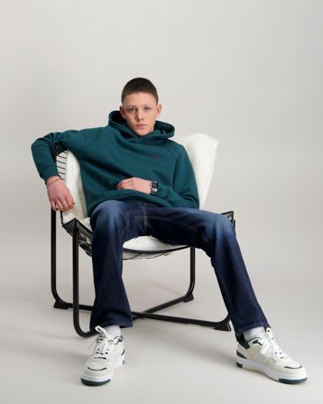 Les Deux Norregaard Contrast Hoodie KIDS Vert Sweats à capuche Garçon - Kids Brand Store