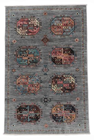 Hand Knotted Shabargan Rug 118X182 Wool Dark Grey/Black Small