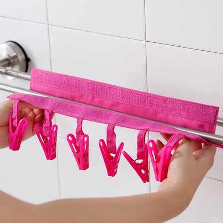 Klädstreckklämmor, bärbar hopfällbar klädhängare tyghängare resor till klädstreck sex klämmor på tvättlina