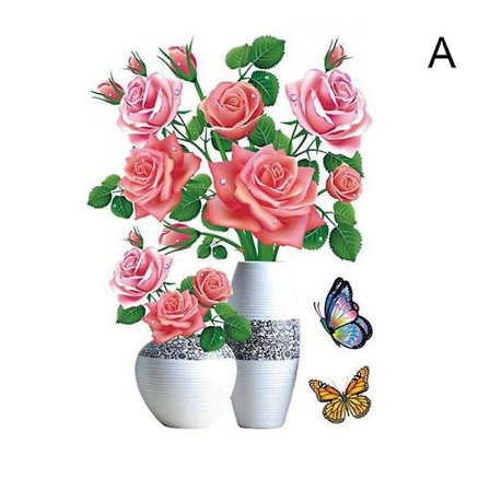 DIY Plant Vas 3D Stereo Klistermärken Självhäftande Vägg Kylskåpsdekoration Vattentät