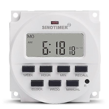 Sinotimer 15,98 tommers LCD digital timer 12V DC 7 dager programmerbar tidbryter TM618N-4