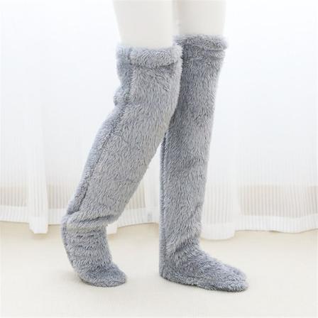 Snugglepaws Sokkeslippers, Snugglepaws Lange Sokker, Sokkeslippers Til Kvinder, Varme Over Knee Fuzzy Fluffy Cozy Sokker Bløde Slippers Light Grey