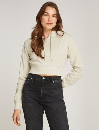 Calvin Klein Jeans Logo Elastic Hoodie - Cream - XXL