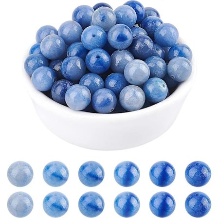 Omtrent 96 stk 8mm Natursteinperler Natur Blå Aventurin Runde Perler Edelsten Løse Perler for Armbånd Halskjede Smykkefremstilling (Hull: 0.8mm)