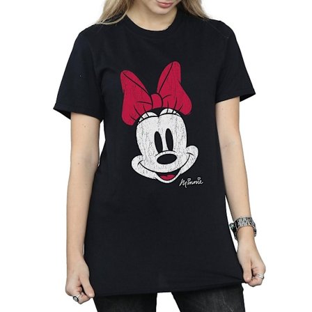Disney Dam/Damer Minnie Mouse Distressed Bomulls Boyfriend T-shirt