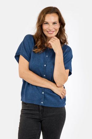 JENSEN - Kortærmet Cardigan - Navy
