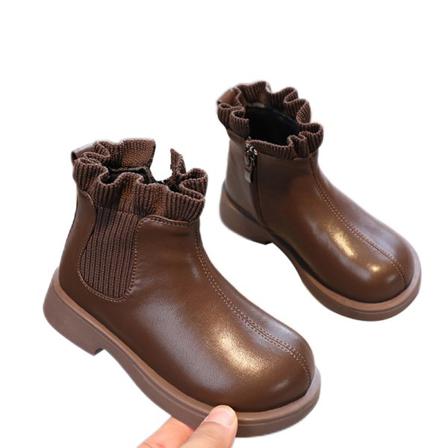Barn Sida Dragkedja Stickad Ankel Boot Vattentät Chelsea Boots