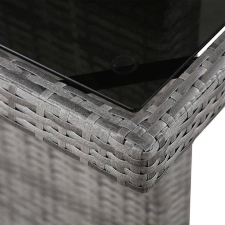 vidaXL Trädgårdsbord 240x90x74 cm konstrotting och glas grå