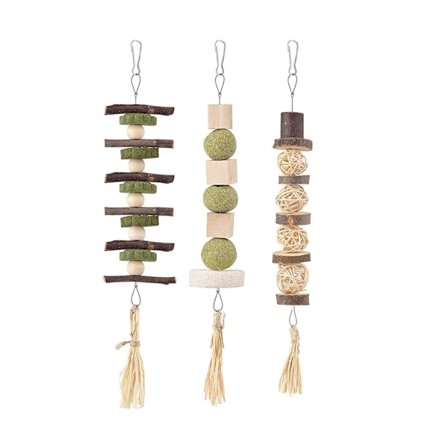 3 stk. Kanin Tygelegetøj Timothy Hø Behandler Rattan Kugler Træklods Græs Legetøj til Kanin Hamstere Marsvin Tandrensning