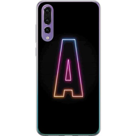 Kompatibel Mobilcover til Huawei Huawei P20 Pro Minimalistisk neonbogstav A i regnbuefarvet lys mod sort baggrund i moderne typografisk stil