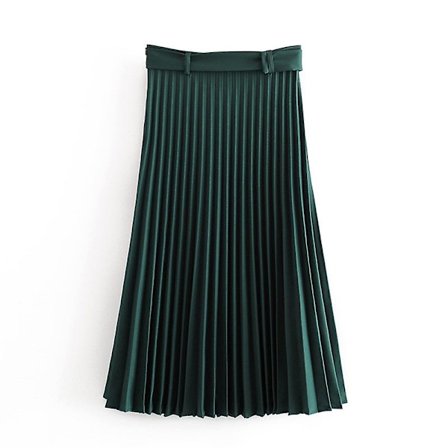 Smal Bälte Hög Midja Plisserad Kjol Lång Kjol