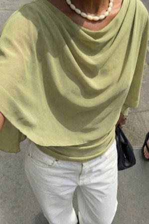 Janni Delér x NA-KD Open Back Cape Top - Toppe med åben ryg - Grøn - M