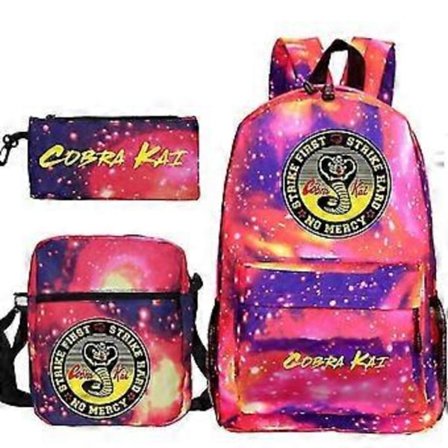 3-delt sett Cobra Kai Ryggsekk Skolevesker Casual Bagpacks Trykte Sekker For Tenåringer Jenter Gutter Reisevesker (14)