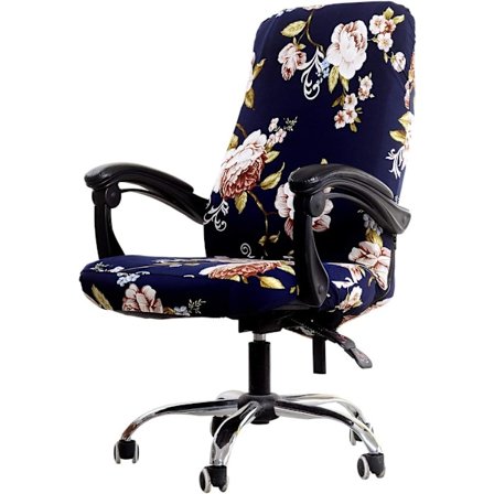 (Medium) Peony Print Kontorsstol Överdrag, Elastisk Dator Universal Boss Modern Enkel Sty