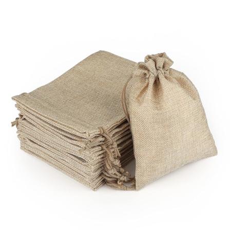 20 stk. Linned snøreposer 13 x 18 cm Jute Burlap opbevaring Håndtaske Gavepose Vintage Festposer Jutepose Perfekt til kunst og håndværk
