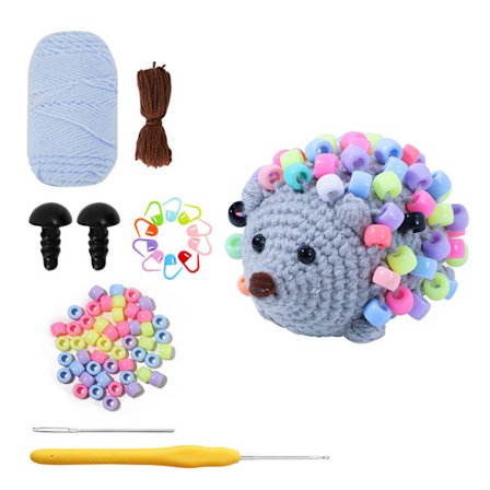 DIY Hæklenålssæt, Sødt Pindsvin Amigurumi-sæt til begyndere Blue