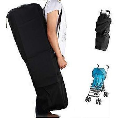 Resväska för barnvagn för flygplan, lättviktsväska för barnvagn med axelrem för flygplan, bil, resor, utomhus, svart