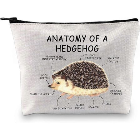 Siilin ystävän lahja Siilin anatomia Meikkipussi Siilin omistajan kosmetiikkalaukku Siili äidin lahja Eläinten ystävän lahja Vetoketjullinen 