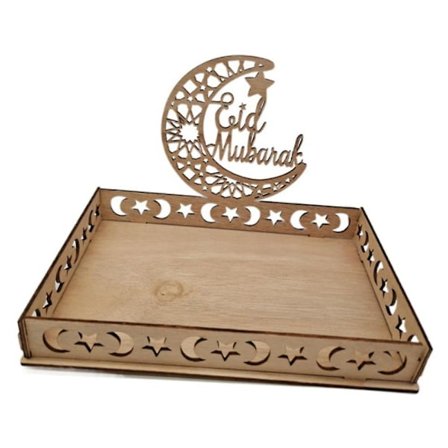 Træ Eid Mubarak madbakke Ramadan dekoration til hjemmet islamisk Ramadan Kareem muslimsk festdekoration