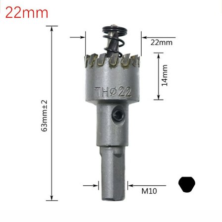 TCT-reikäsahan poranterä 22mm