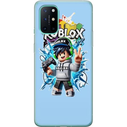Kompatibelt Mobilskal till OnePlus OnePlus 8T Färgstark Roblox-karaktär med handkontroll och energifylld splash art design, perfekt för barnrum och