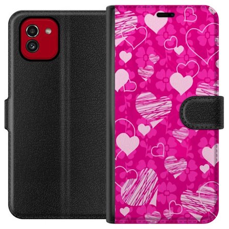 Kompatibel Tegnebogsetui til Samsung Samsung Galaxy A03 PopHjerteMønster