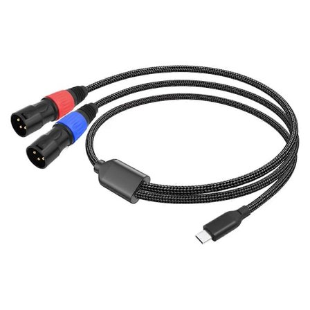 Typ C - kaksois-XLR-uros Aux-äänikaapeli USB C - kaksois-XLR-kaapeli 300 cm