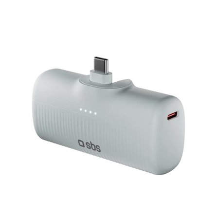 SBS EcoPower 5000 mAh 10W Powerbank med inbyggd USB-C-port - Grå