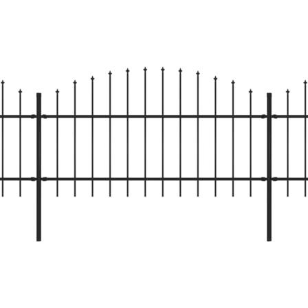 Vidaxl Trädgårdsstaket Med Spjuttopp Stål (1-1,25)x10,2 M Svart Svart
