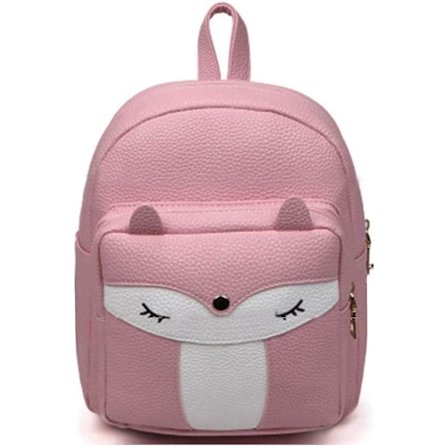 Dyr 3D Rev Backpack Casual Ryggsekk Mote PU Lær Skulderveske For Kvinner Jenter (rosa)