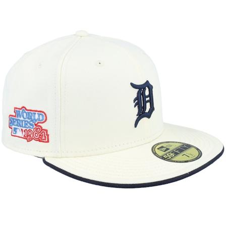 New Era - MLB Wit fitted Cap - Detroit Tigers Porcelain 59FIFTY 84 World Series Chrome Fitted @ Hatstore