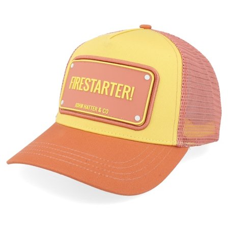 John Hatter & Co - Firestarter! Rubber Orange/Yellow A-Frame Trucker Trucker Yellow Cap - @ Hatstore