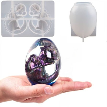 2 stk Dragetform Drageegg Harpiksform Dinosaur Harpiksform Smykke Harpiksstøpeformer Håndlaget Silikonform for Harpikslyslaging